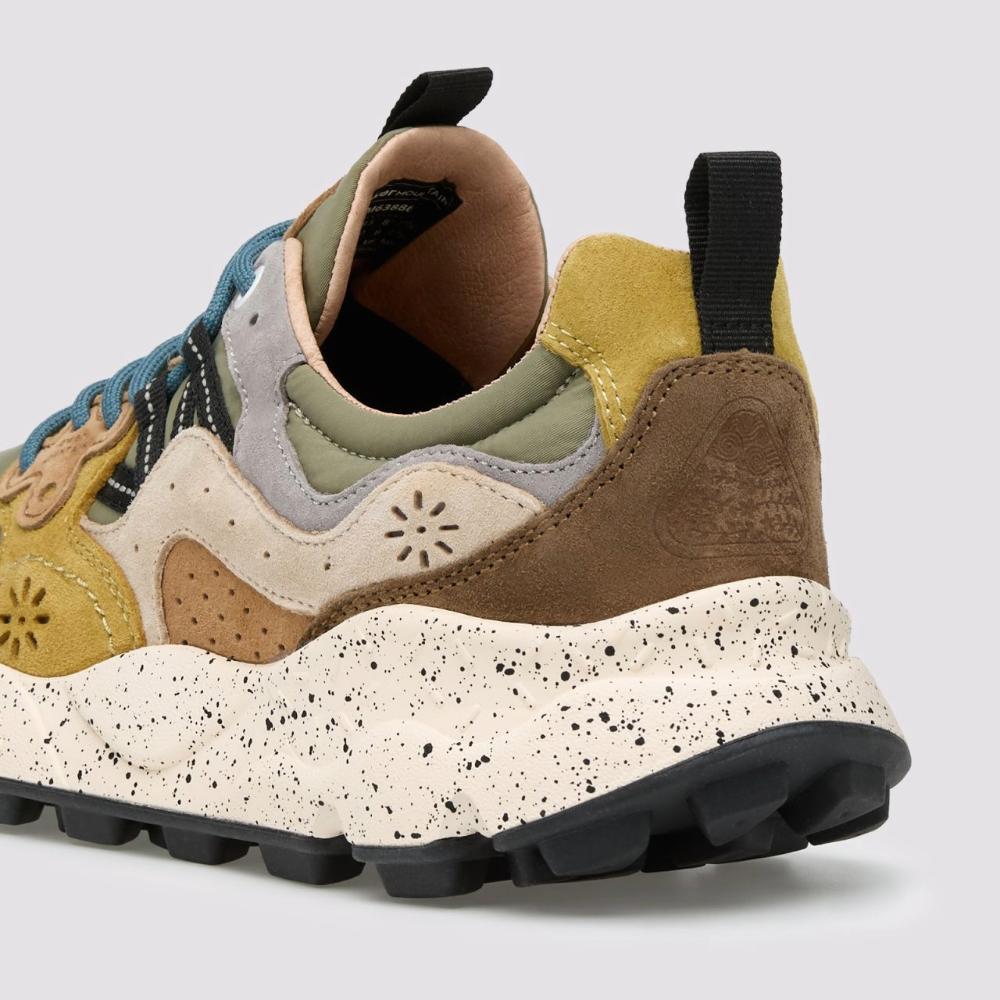 Flower Mountain Yamano 3 Sneakers Suede Tessuto Tecnico Marrone Verde Cognac Uomo