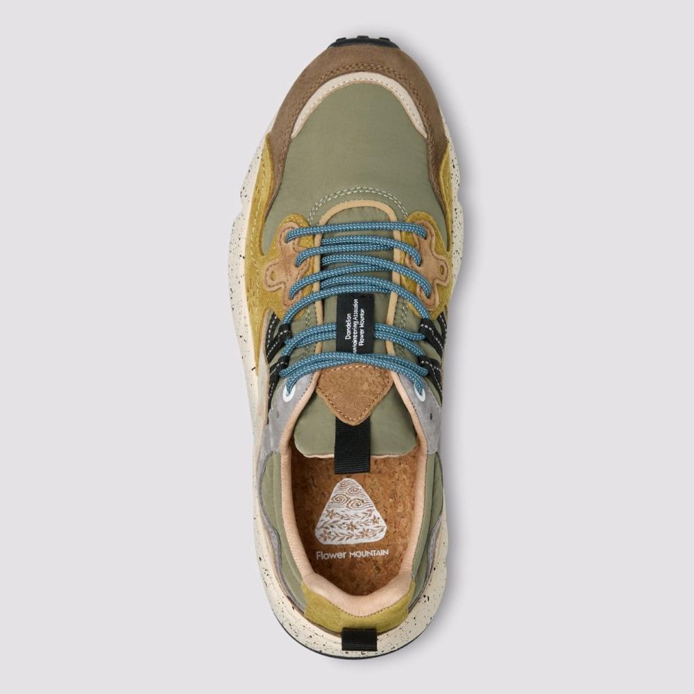 Flower Mountain Yamano 3 Sneakers Suede Tessuto Tecnico Marrone Verde Cognac Uomo