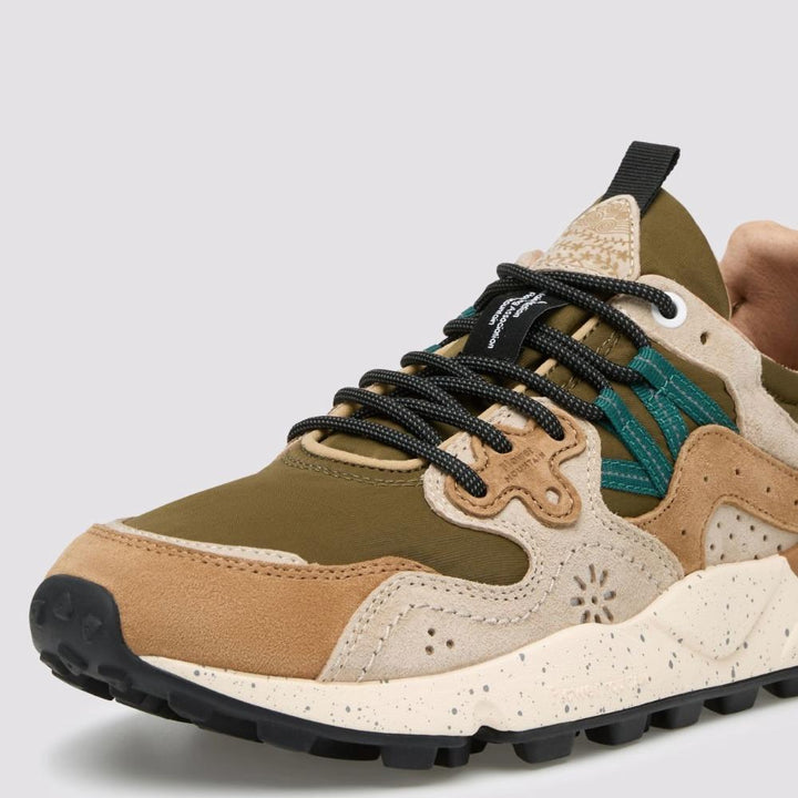 Flower Mountain Yamano 3 Sneakers Suede Tessuto Tecnico Marrone Verde Perolio Uomo