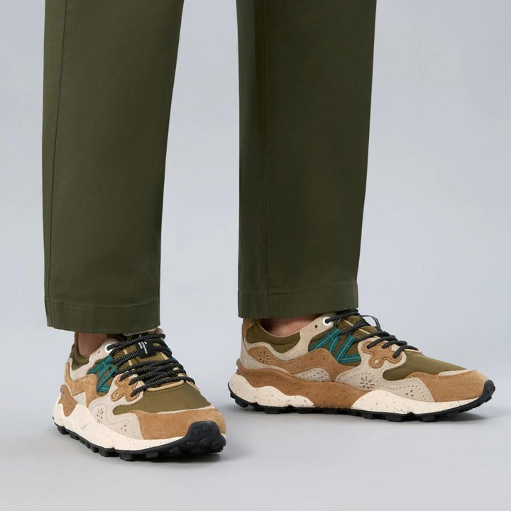 Flower Mountain Yamano 3 Sneakers Suede Tessuto Tecnico Marrone Verde Perolio Uomo