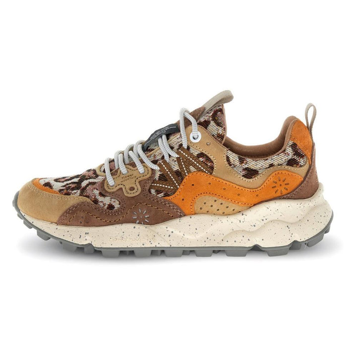 Flower Mountain Yamano 3 Suede Fabric Checked Light Orange Brown Orange Donna