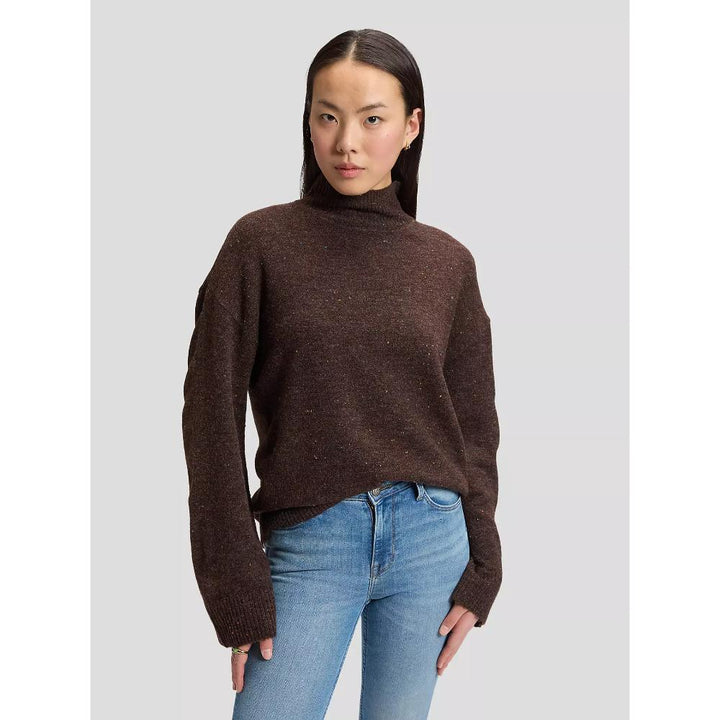 Lee Relaxed High Neck Knit Sweater Chocolate Torte Donna