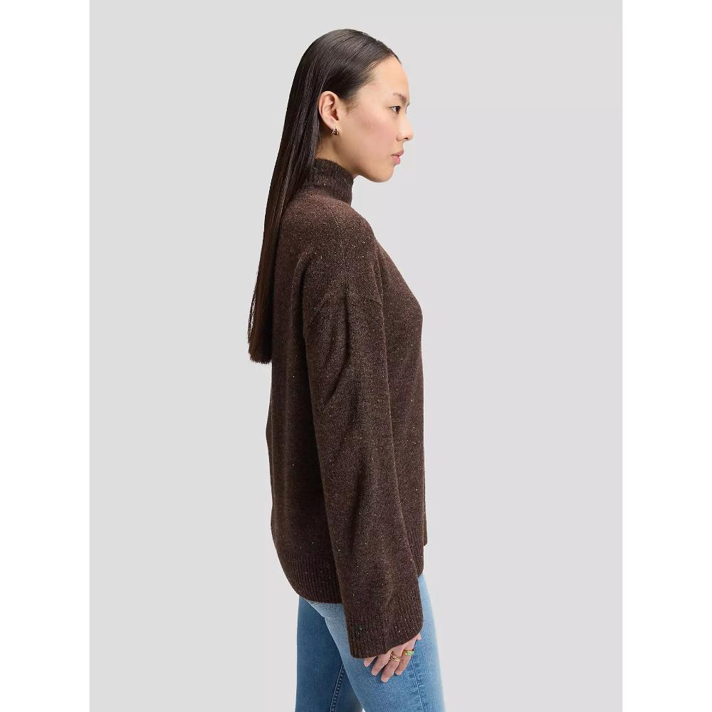Lee Relaxed High Neck Knit Sweater Chocolate Torte Donna