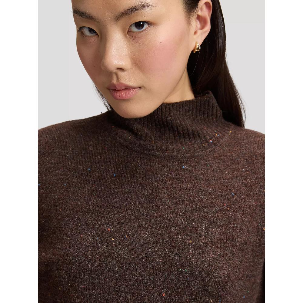 Lee Relaxed High Neck Knit Sweater Chocolate Torte Donna