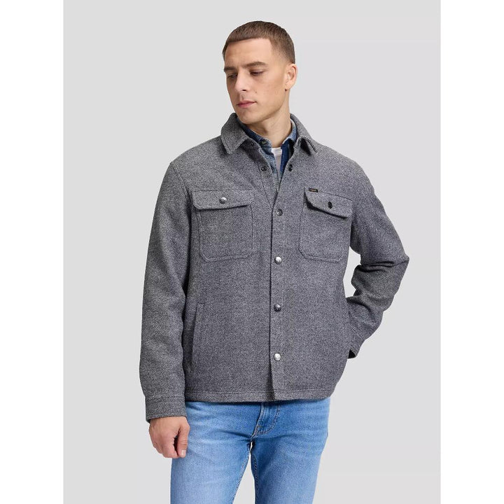 Lee Relaxed Wool Overshirt Heather Grey Uomo