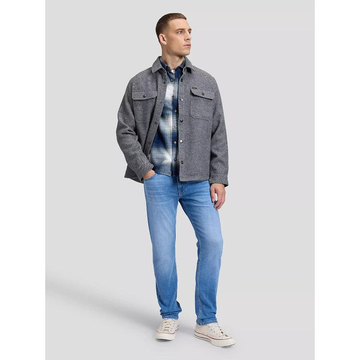 Lee Relaxed Wool Overshirt Heather Grey Uomo