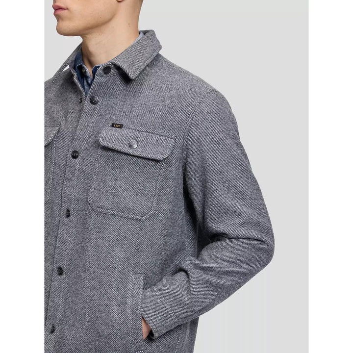 Lee Relaxed Wool Overshirt Heather Grey Uomo