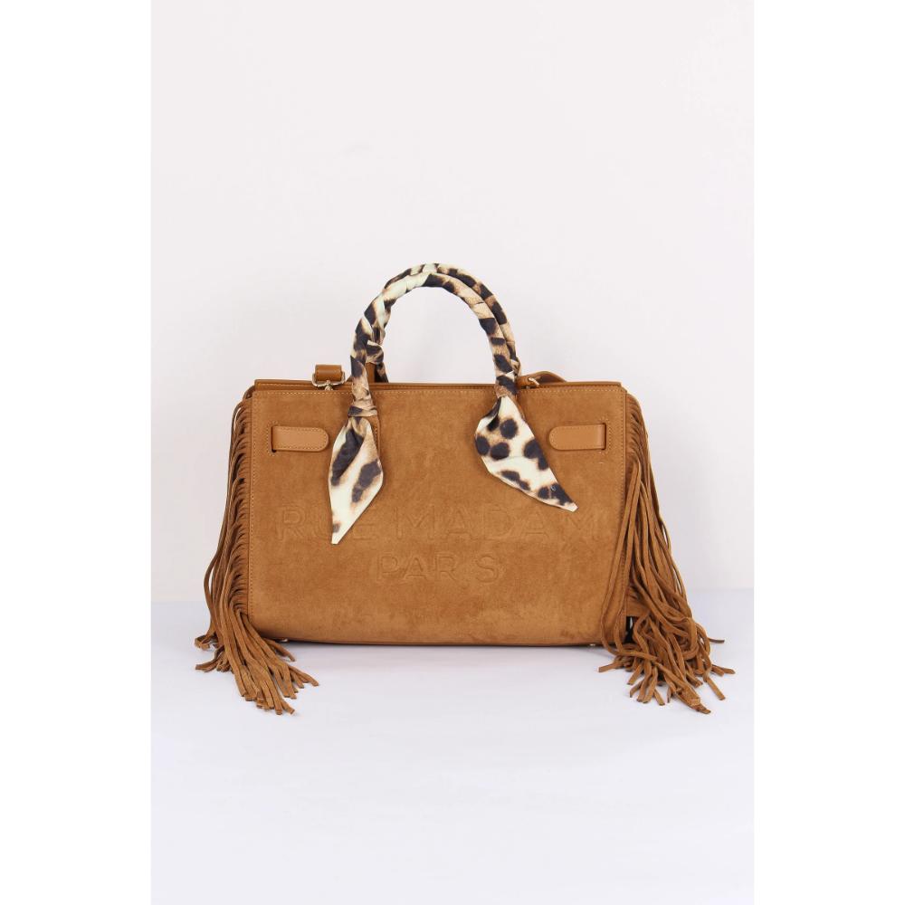 Rue Madam Canyon Tote Fringes Suede Cognac Donna