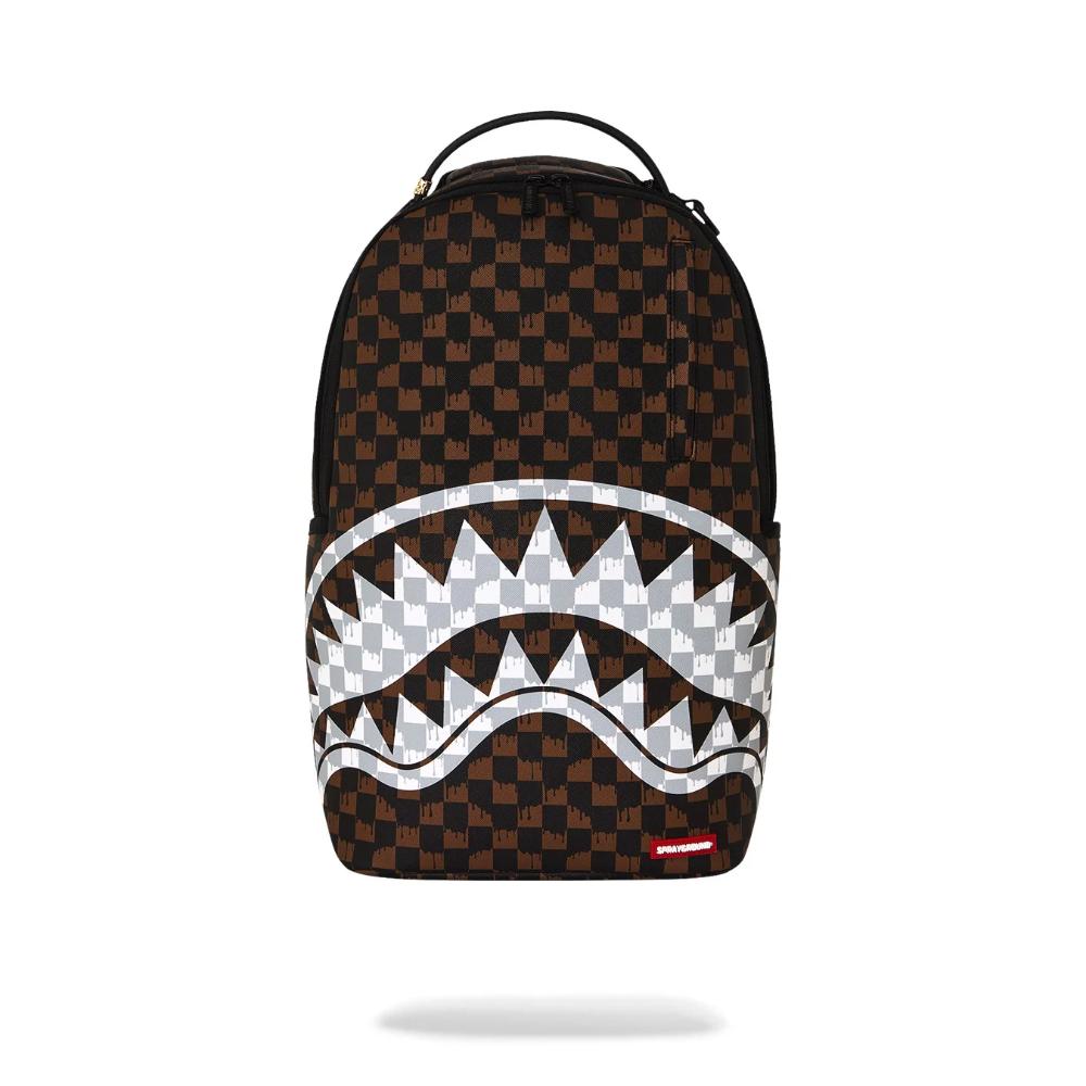 Sprayground Zaino Brown And Cream Drip Check Shark Backpack