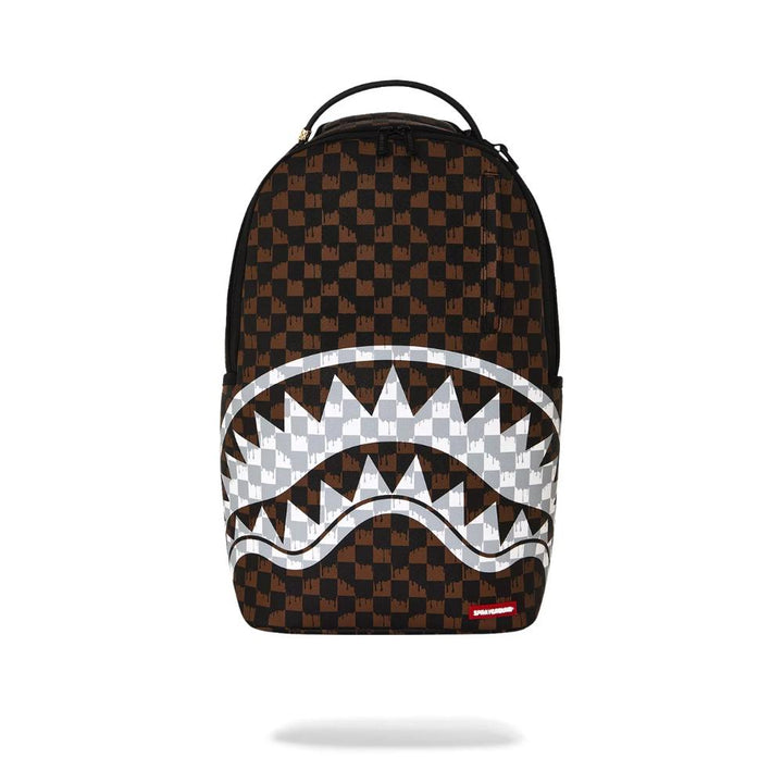 Sprayground Zaino Brown And Cream Drip Check Shark Backpack