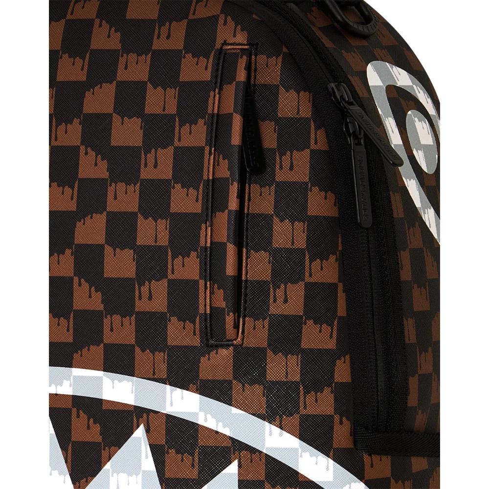 Sprayground Zaino Brown And Cream Drip Check Shark Backpack