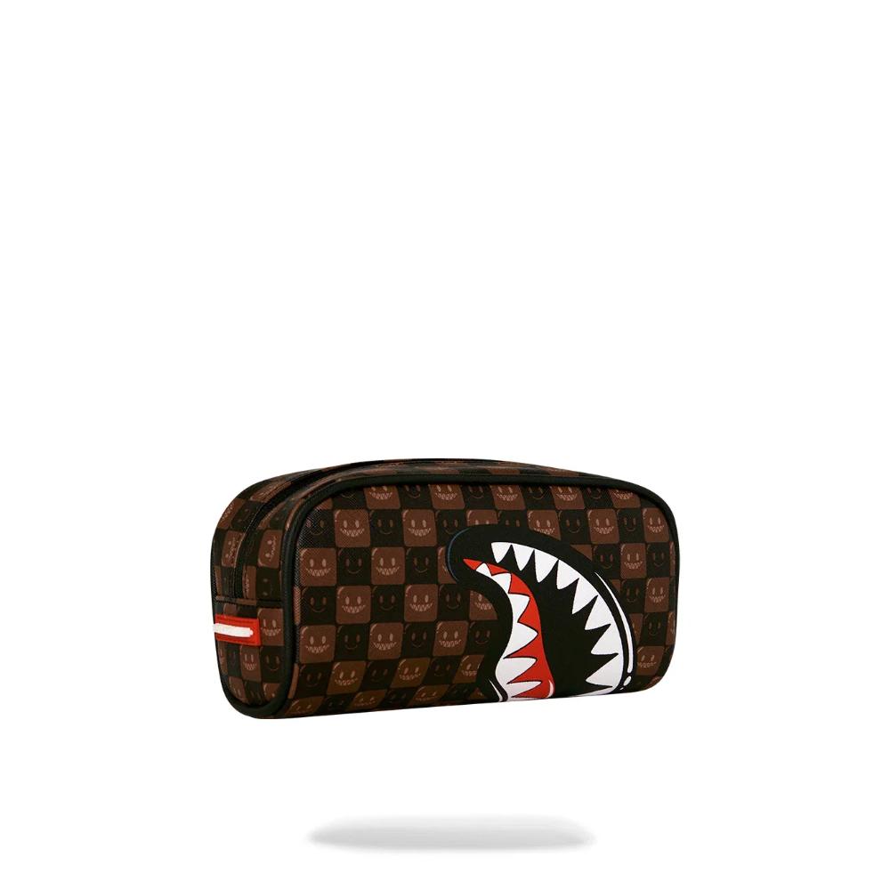 Sprayground Astuccio Sharks In Paris WTF Bubble Brown Check Pouch