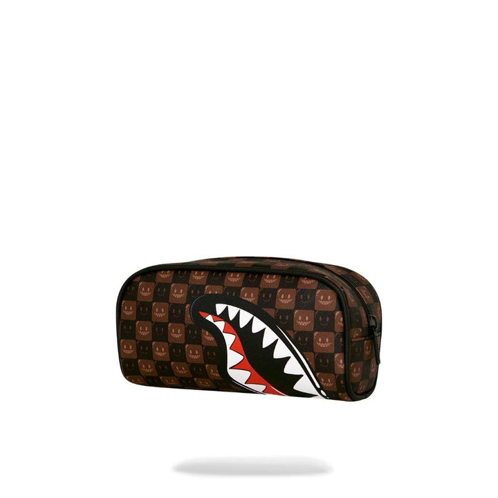 Sprayground Astuccio Sharks In Paris WTF Bubble Brown Check Pouch