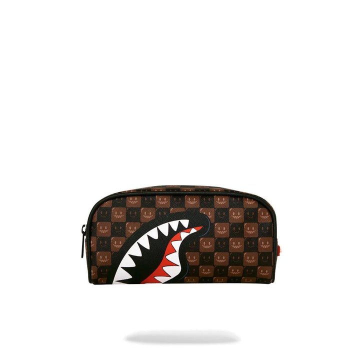 Sprayground Astuccio Sharks In Paris WTF Bubble Brown Check Pouch