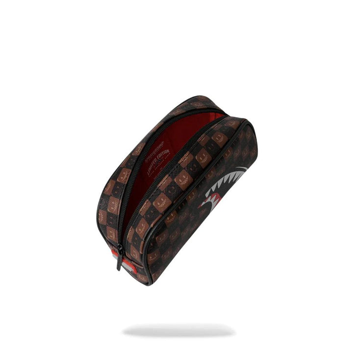 Sprayground Astuccio Sharks In Paris WTF Bubble Brown Check Pouch