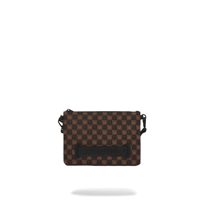 Sprayground Pouchette Sharks In Paris WTF Bubble Brown Check Crossover Clutch