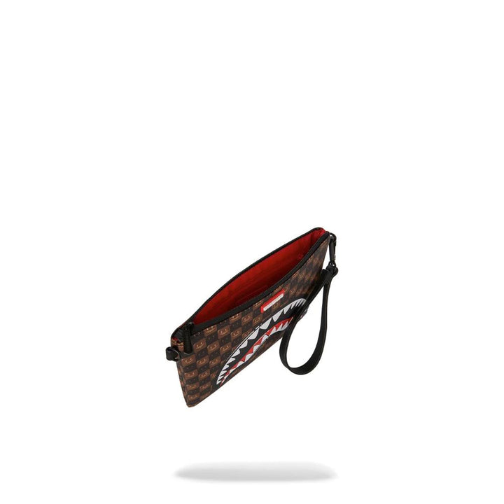 Sprayground Pouchette Sharks In Paris WTF Bubble Brown Check Crossover Clutch