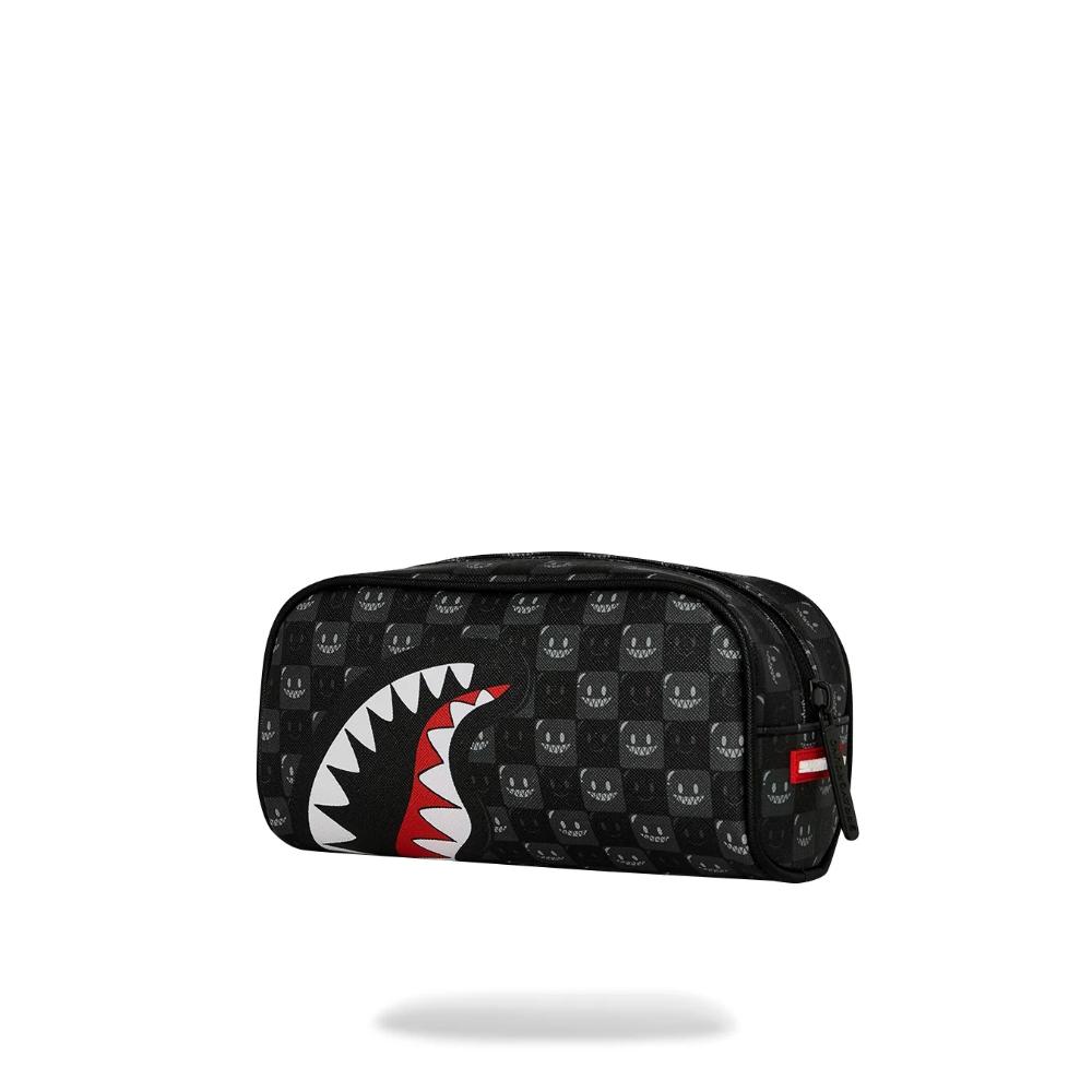 Sprayground Astuccio Sharks In Paris WTF Bubbly Black Check Pouch