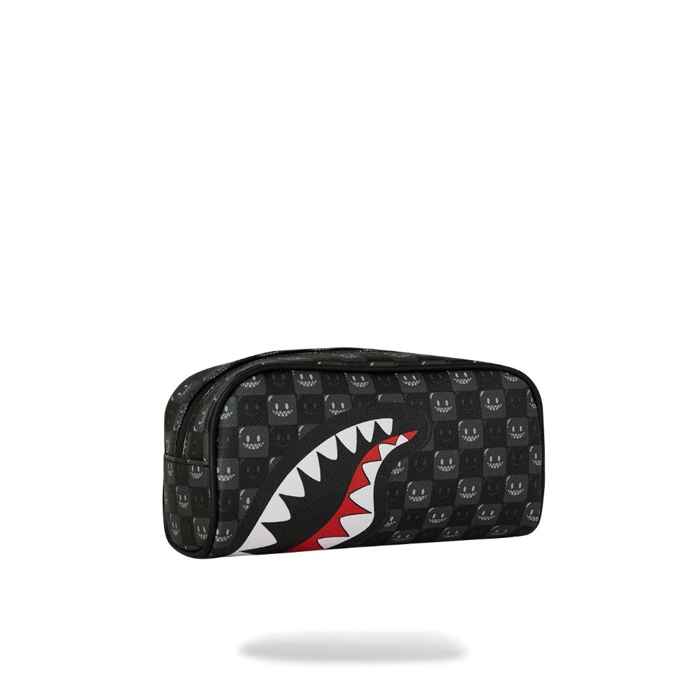 Sprayground Astuccio Sharks In Paris WTF Bubbly Black Check Pouch