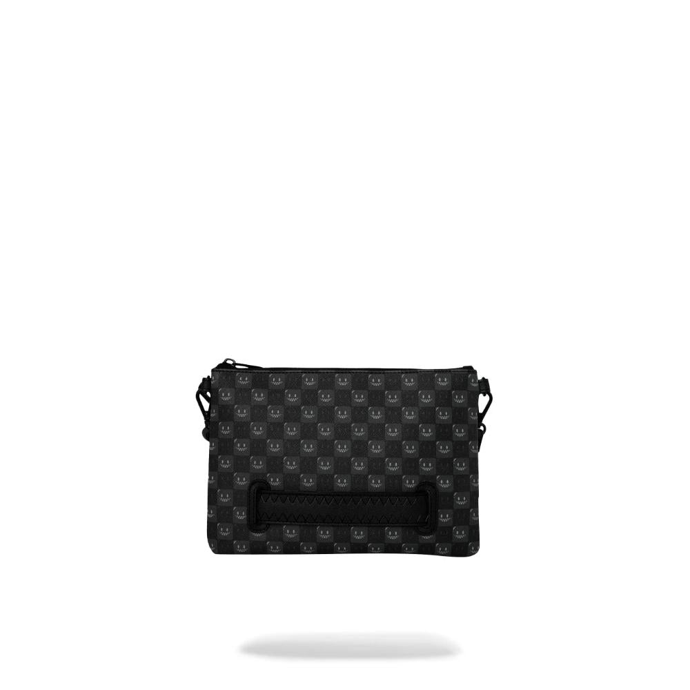 Sprayground Pouchette Shaeks In Paris WTF Bubbly Black Check Crossover Clutch