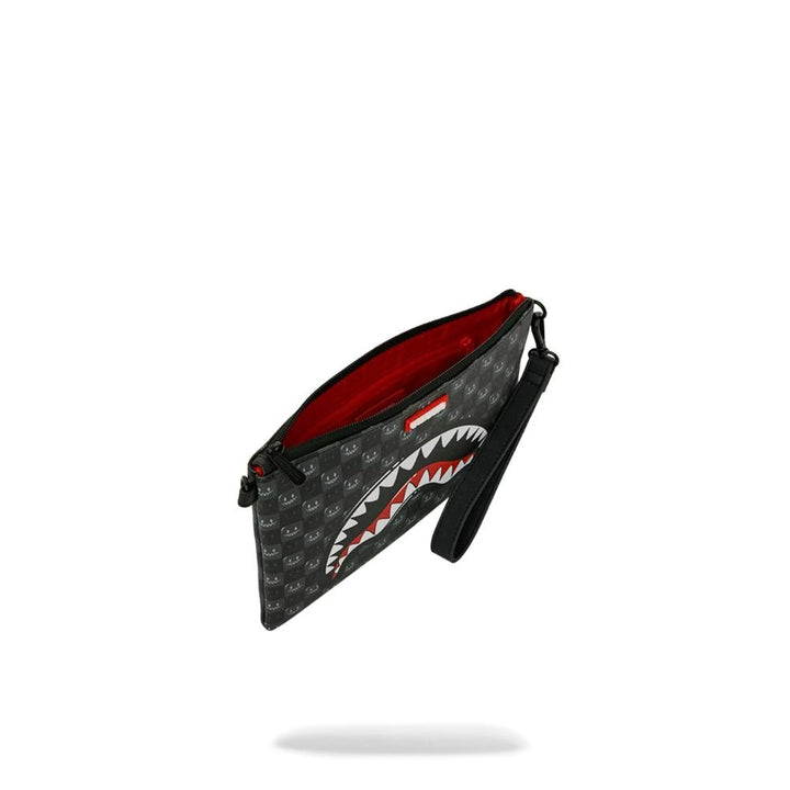 Sprayground Pouchette Shaeks In Paris WTF Bubbly Black Check Crossover Clutch