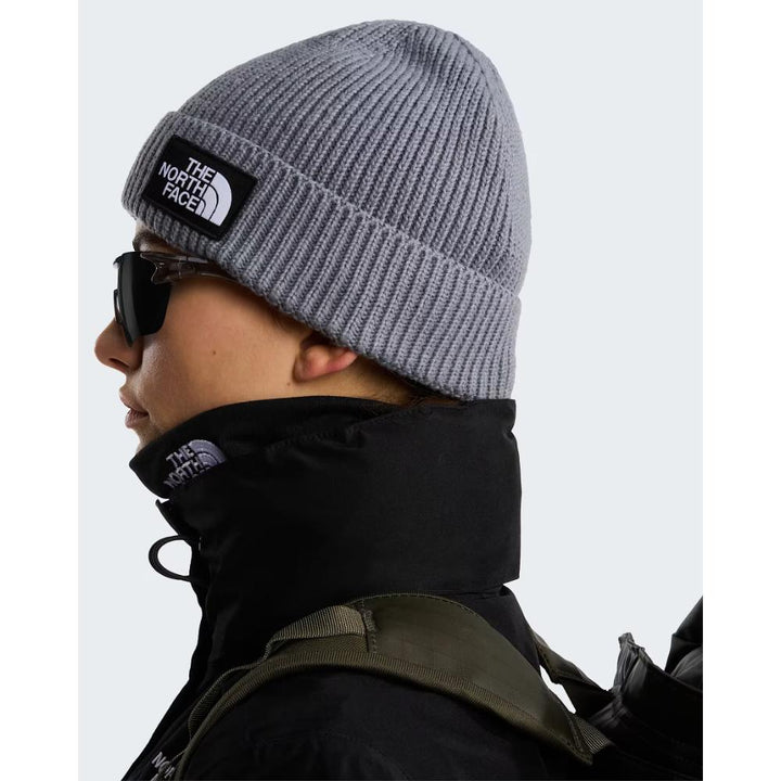 The North Face Berretto Con Risvolto Logo Box Grey Heather
