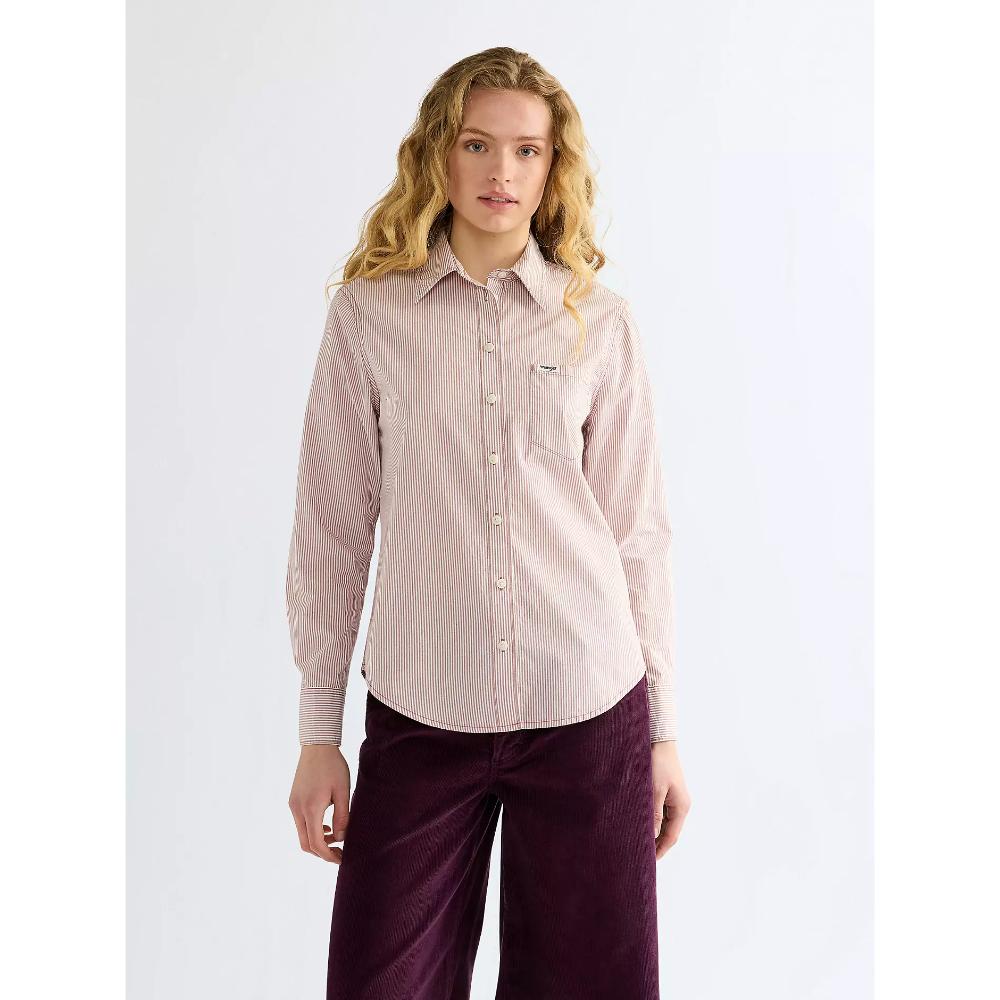 Wrangler Regular One Pocket Shirt Rose Brown Donna