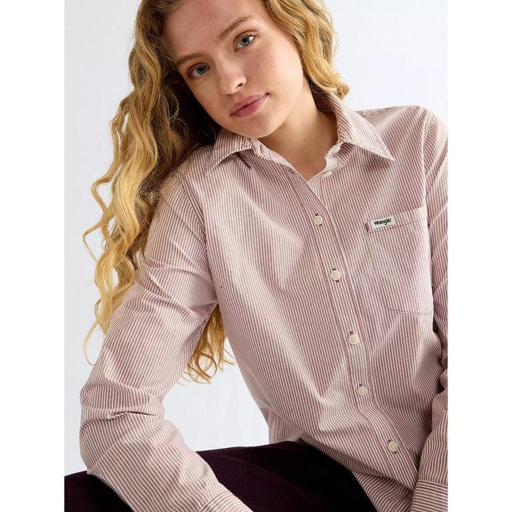 Wrangler Regular One Pocket Shirt Rose Brown Donna