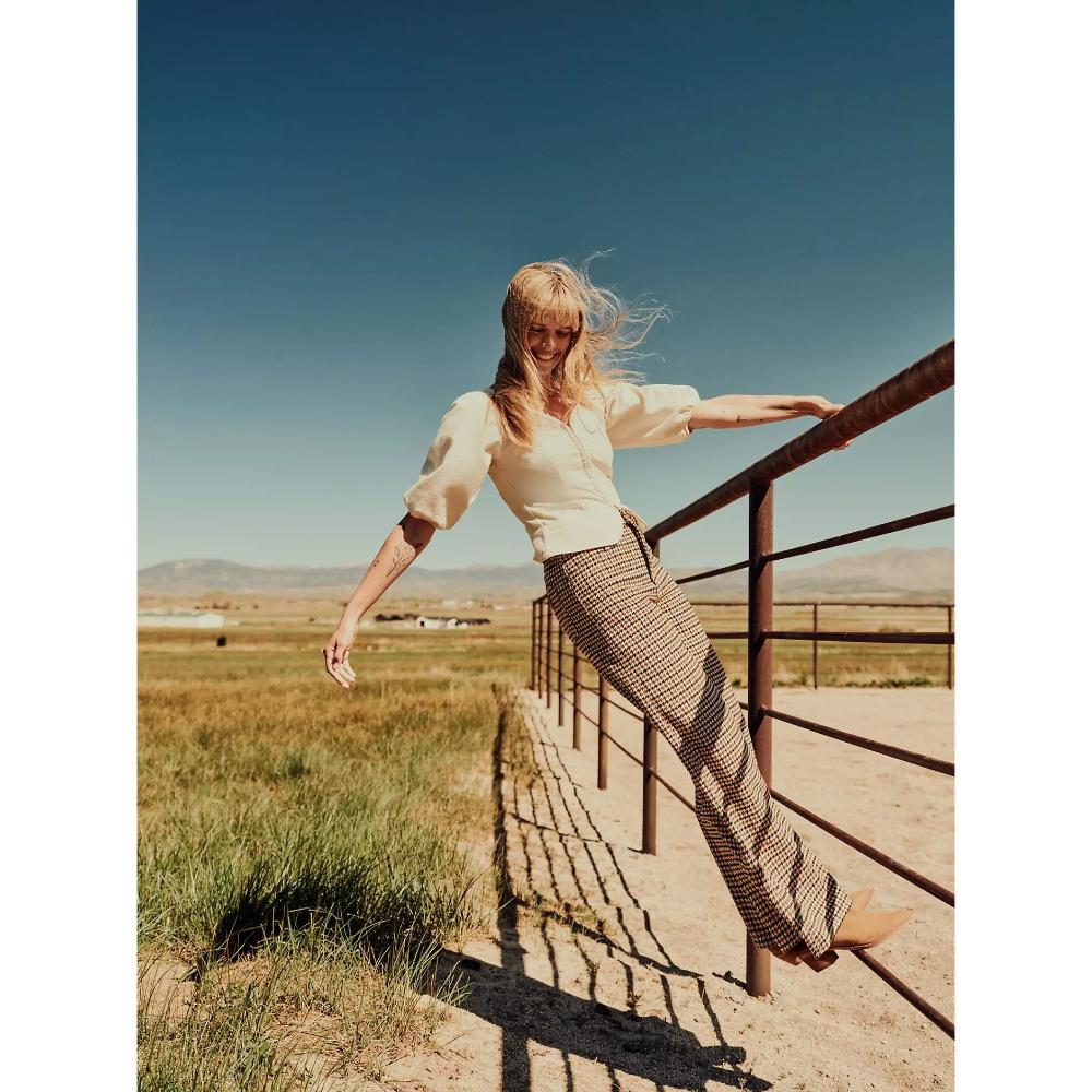Wrangler Canyon Loose Trousers Houndstooth Bison Donna