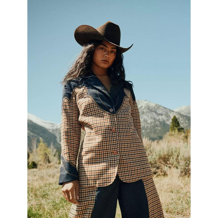 Wrangler Regular Houndstooth Blazer Rinse Donna