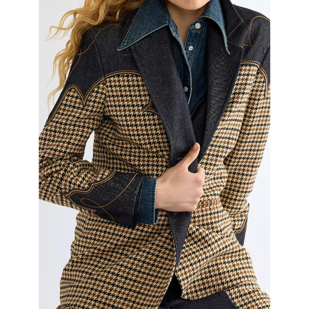 Wrangler Regular Houndstooth Blazer Rinse Donna