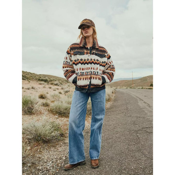 Wrangler Relaxed Sherpa Trucker Jacket Fun Fairisle Donna
