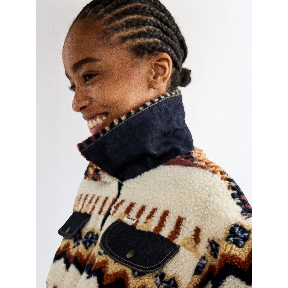 Wrangler Relaxed Sherpa Trucker Jacket Fun Fairisle Donna