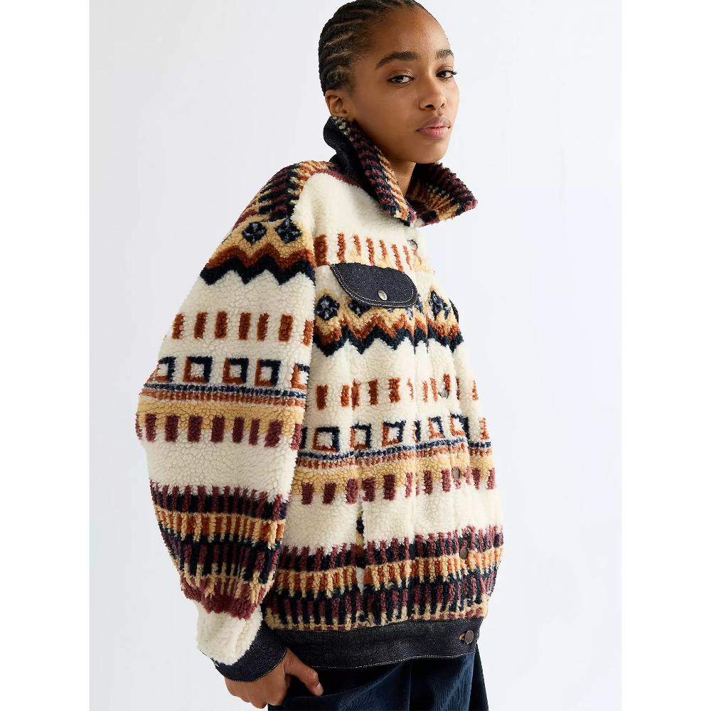 Wrangler Relaxed Sherpa Trucker Jacket Fun Fairisle Donna
