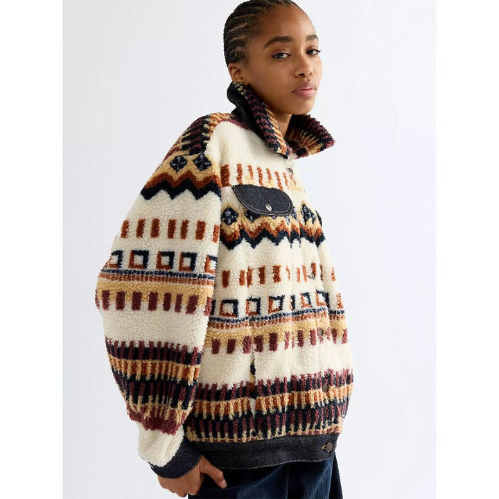 Wrangler Relaxed Sherpa Trucker Jacket Fun Fairisle Donna