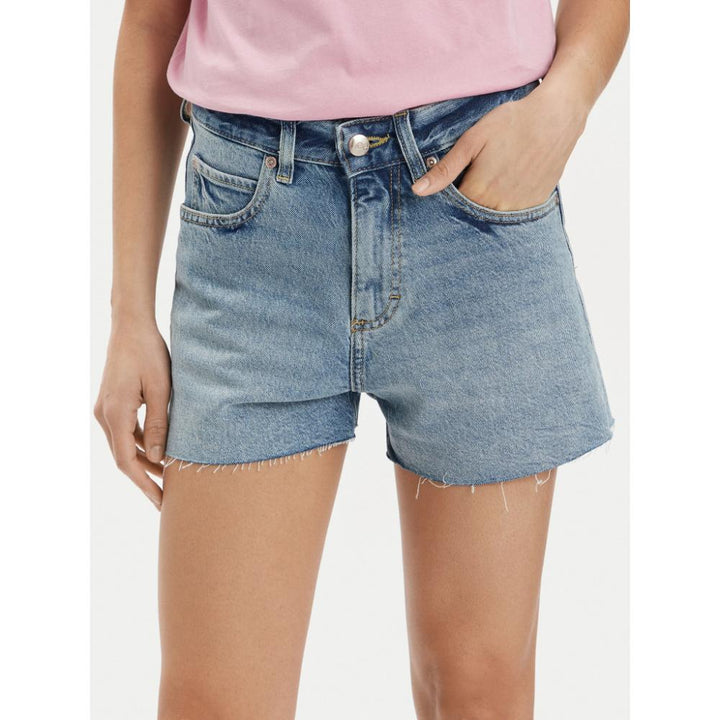 Lee Pantaloncini Jeans Rider Blu Straight Fit Donna