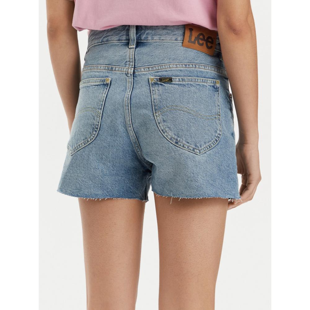 Lee Pantaloncini Jeans Rider Blu Straight Fit Donna