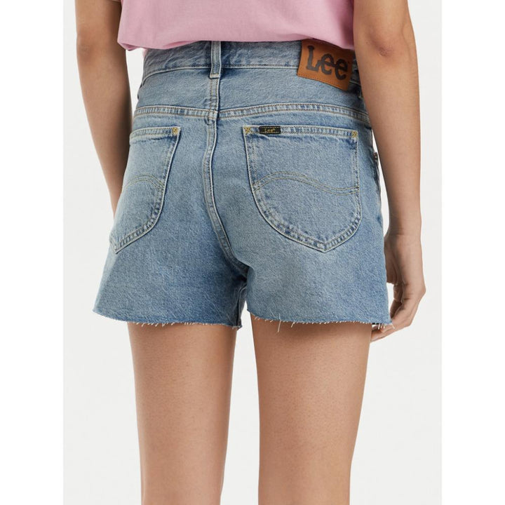 Lee Pantaloncini Jeans Rider Blu Straight Fit Donna