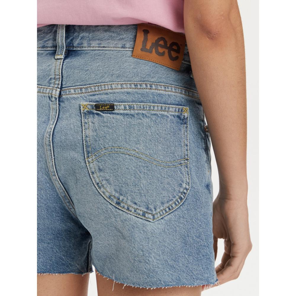 Lee Pantaloncini Jeans Rider Blu Straight Fit Donna