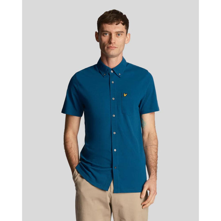 Lyle & Scott Camicia Pique Apres Navy