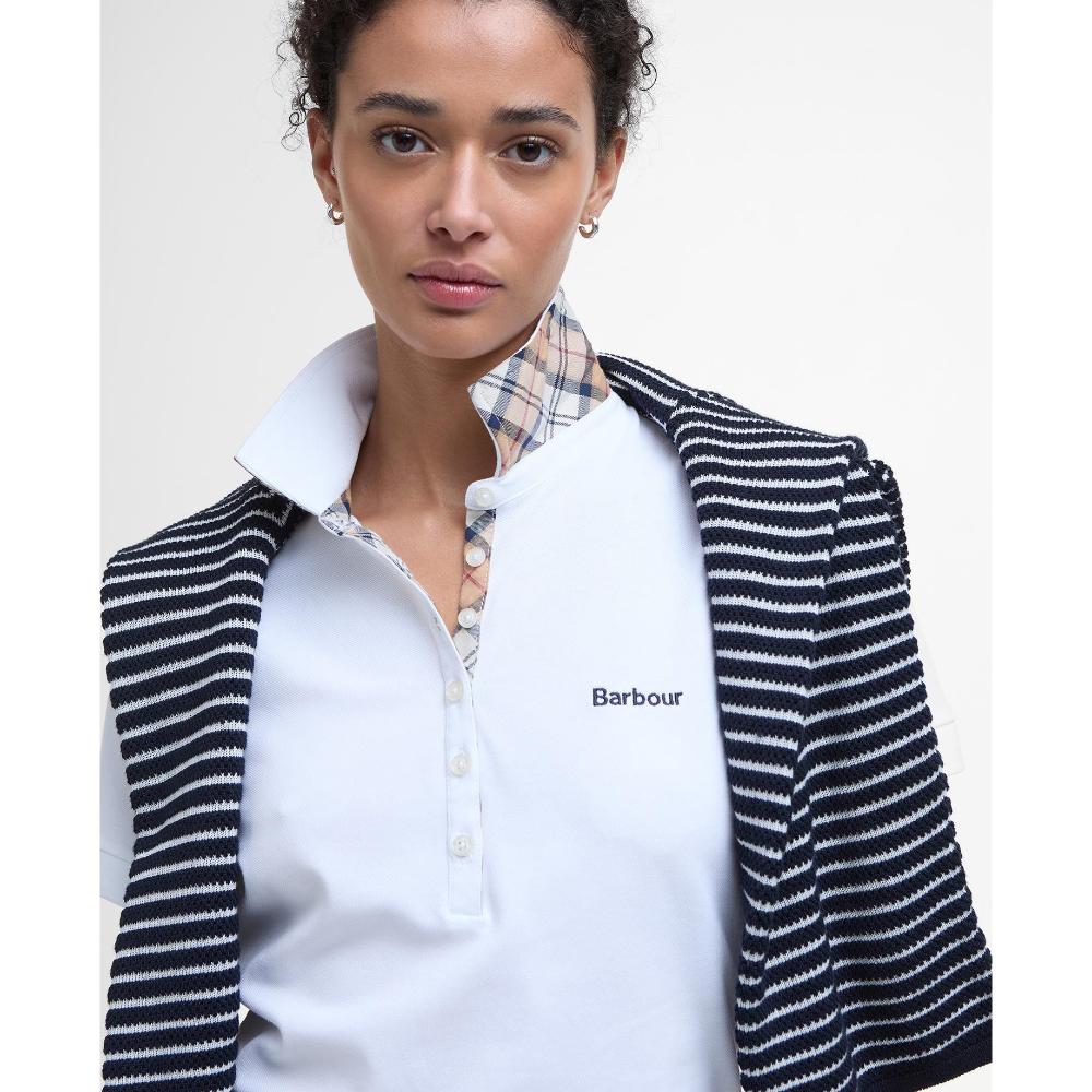 Barbour Maglia Portsdown Polo Donna White/Hessian