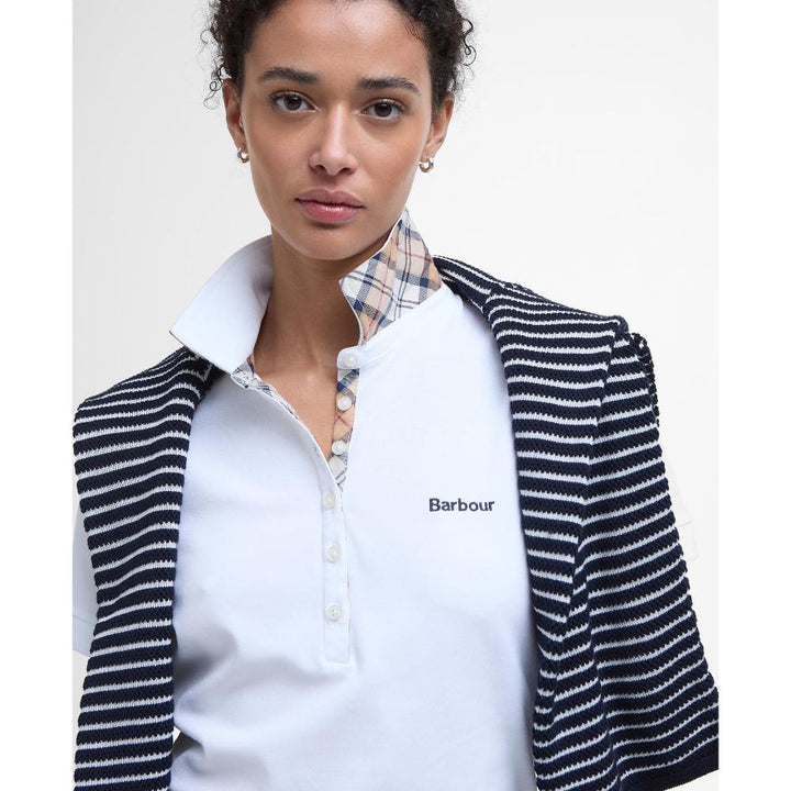 Barbour Maglia Portsdown Polo Donna White/Hessian