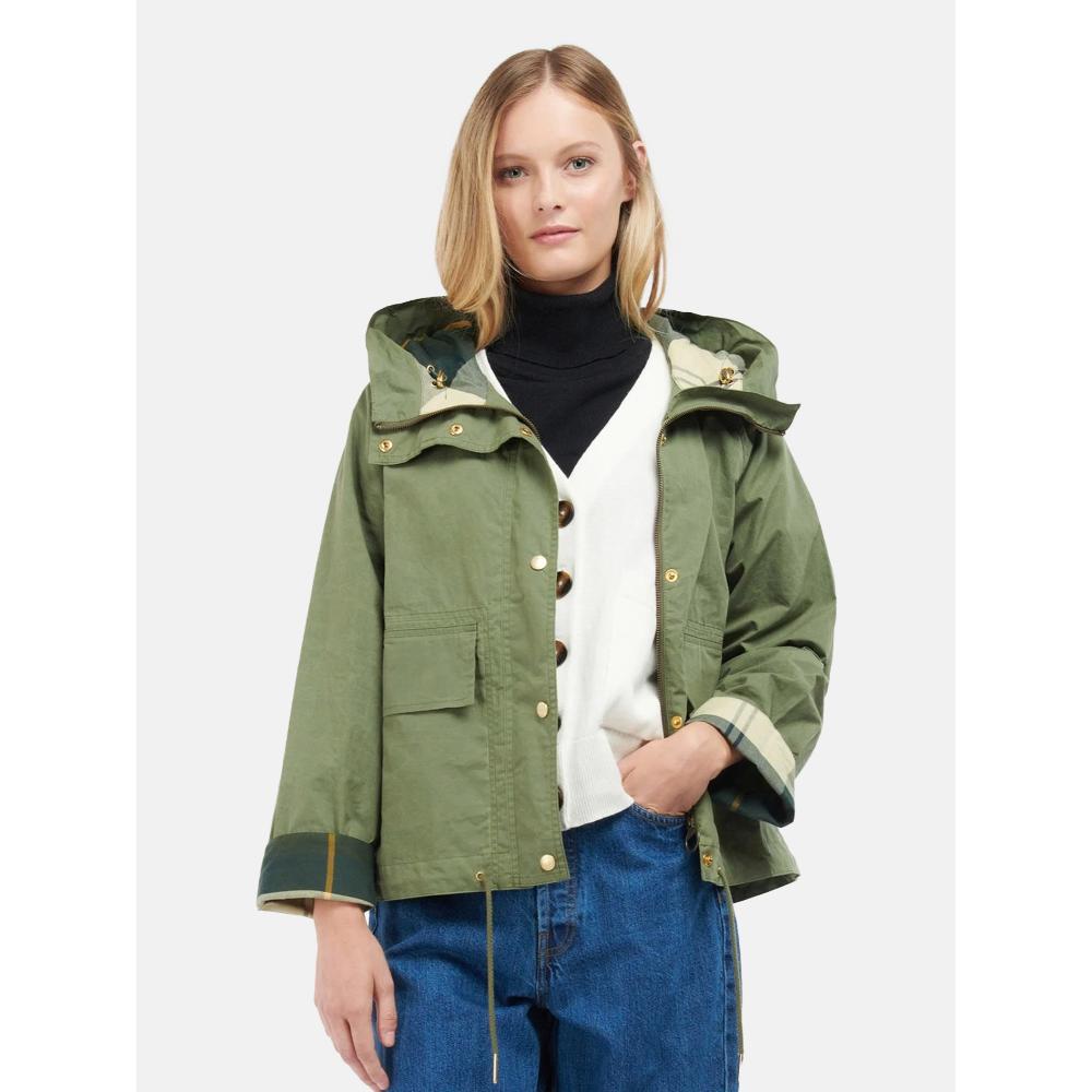 Barbour Giacca con Cappuccio Nith Showeproof Donna Verde
