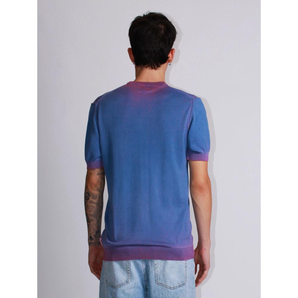 Berna T-shirt in Maglia Sfumata Uomo Viola-Fucsia