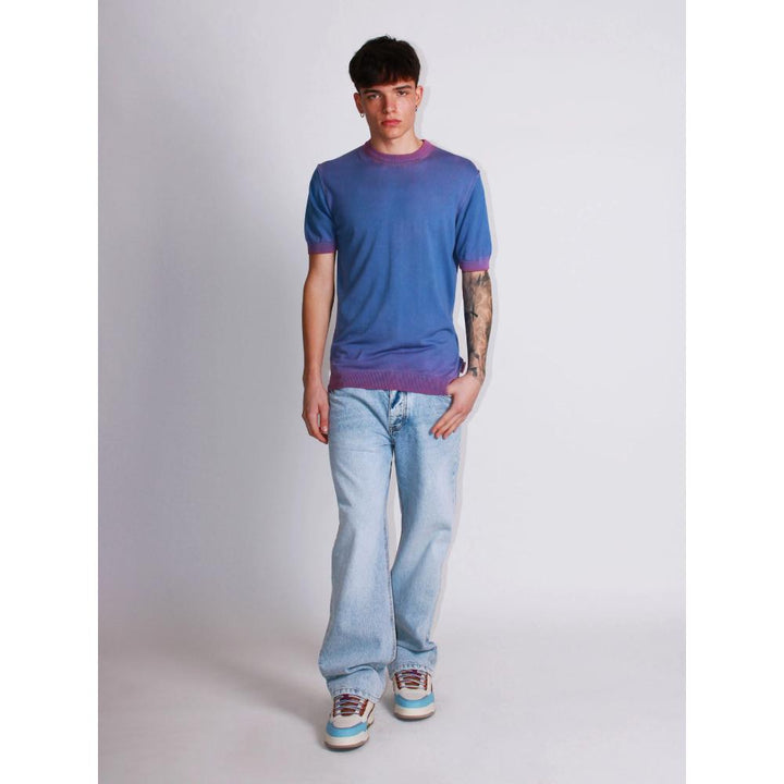 Berna T-shirt in Maglia Sfumata Uomo Viola-Fucsia