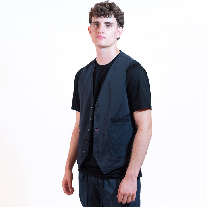 Berna Gilet Inserti Denim Uomo Blu