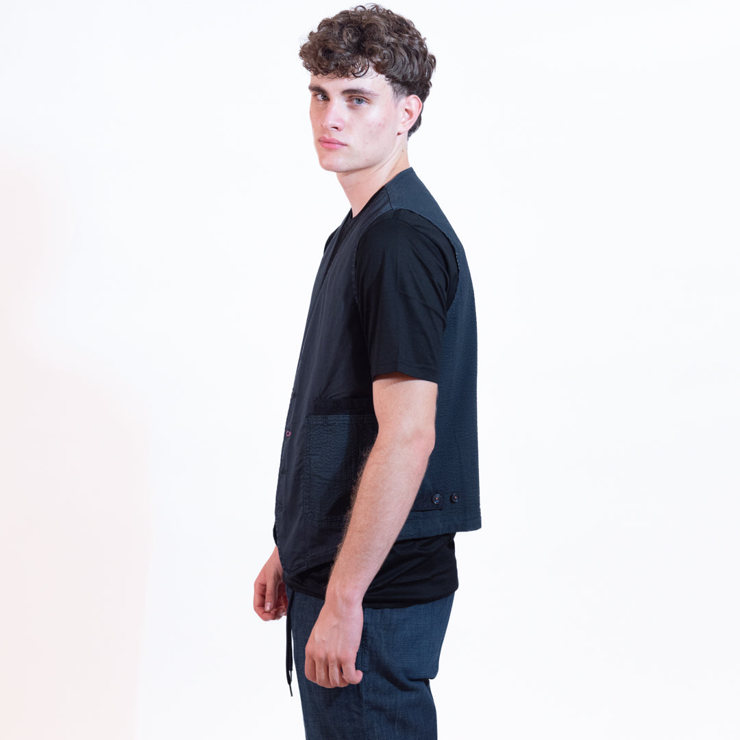 Berna Gilet Inserti Denim Uomo Blu