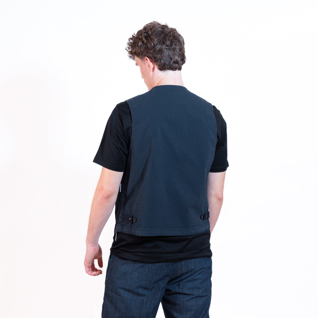 Berna Gilet Inserti Denim Uomo Blu