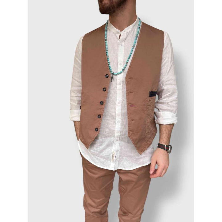 Berna Gilet Inserti Denim Uomo Deserto