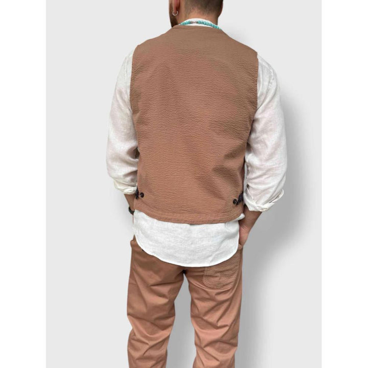 Berna Gilet Inserti Denim Uomo Deserto